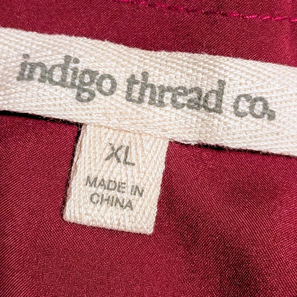 Indigo Thread Co Boho Maxi Dress Burgundy Paisley Print Flutter‎ Sleeve XL NWOT - Picture 3 of 9